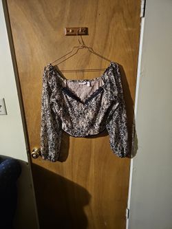 Floral Blouse Long Sleeve Size Large 