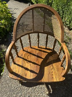 Antique HW Hull & Sons Oak And Cane Lawyers Chair