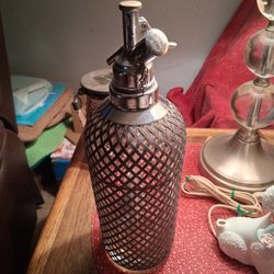 VINTAGE-ANTIQUE SIGNED CZECHOSLOVAKIA CHROME AND STAINLESS MANTLE SELTZER BOTTLES 