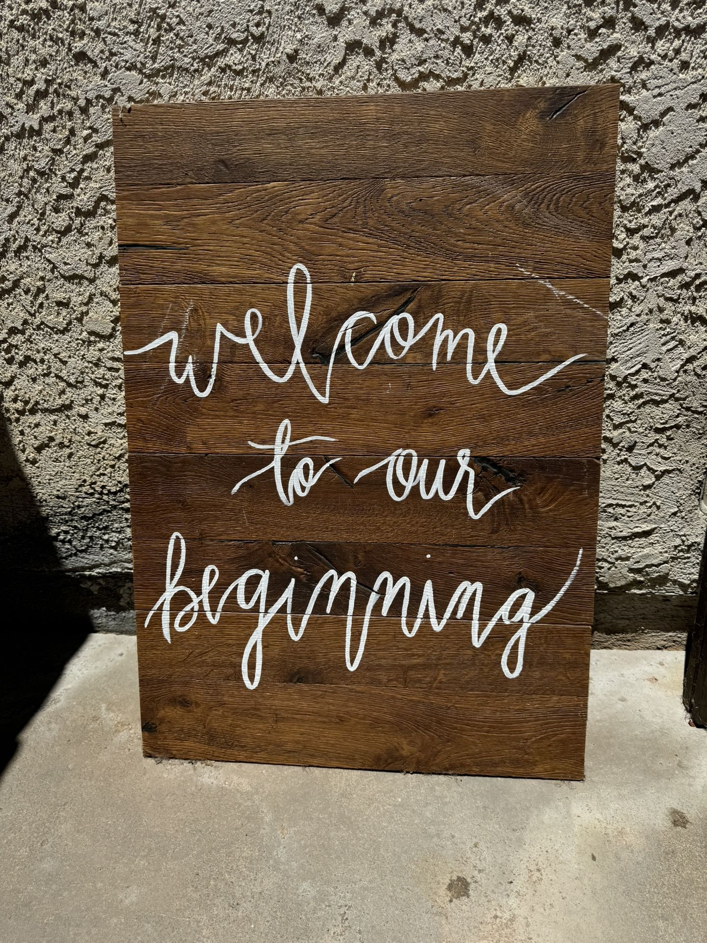 Wedding Ceremony Wooden Sign “Welcome To Our Beginning”
