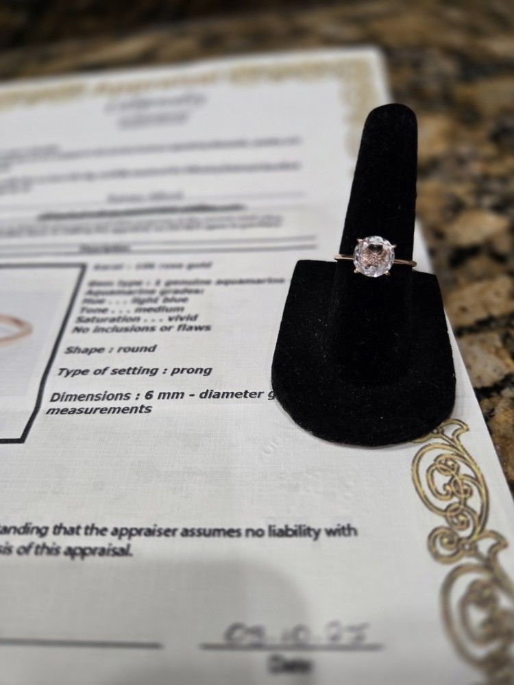 GENUINE 3.86 Cts WHITE SAPPHIRE RING 10K SOLID ROSE GOLD - Free Appraisal -NWT
