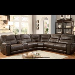 Brown Leather Sectional Couch👍