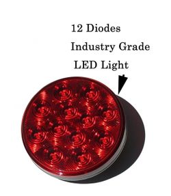 2Pc New 4" Round Truck Trailer Stop Turn Tail Brake Red LED Light