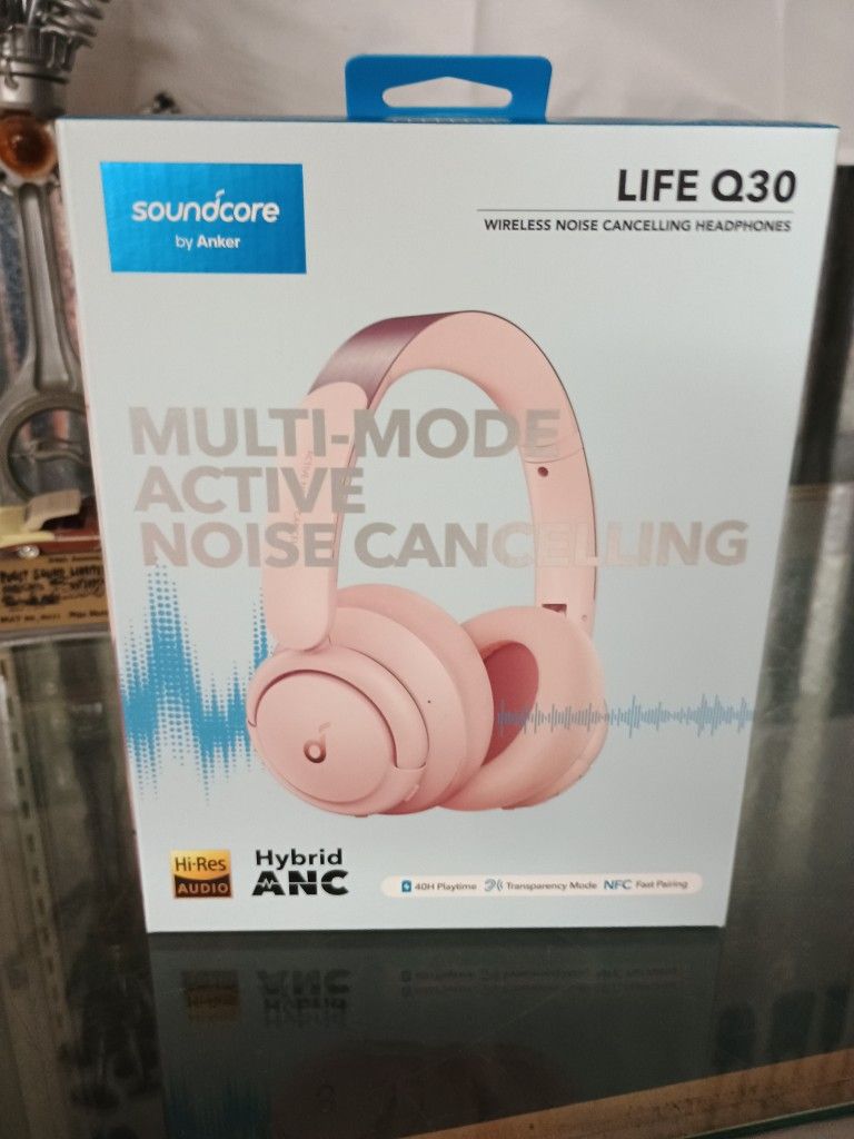 Life Q30 Multi-Mode Active Noise Cancelling Headphones - Pink (Brand New in Box!)