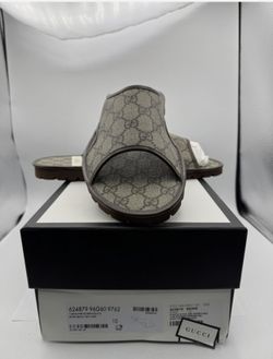 GUCCI GG Supreme Monogram Granada Kid Mens Lug Sole Slide Sandals 10 Beige