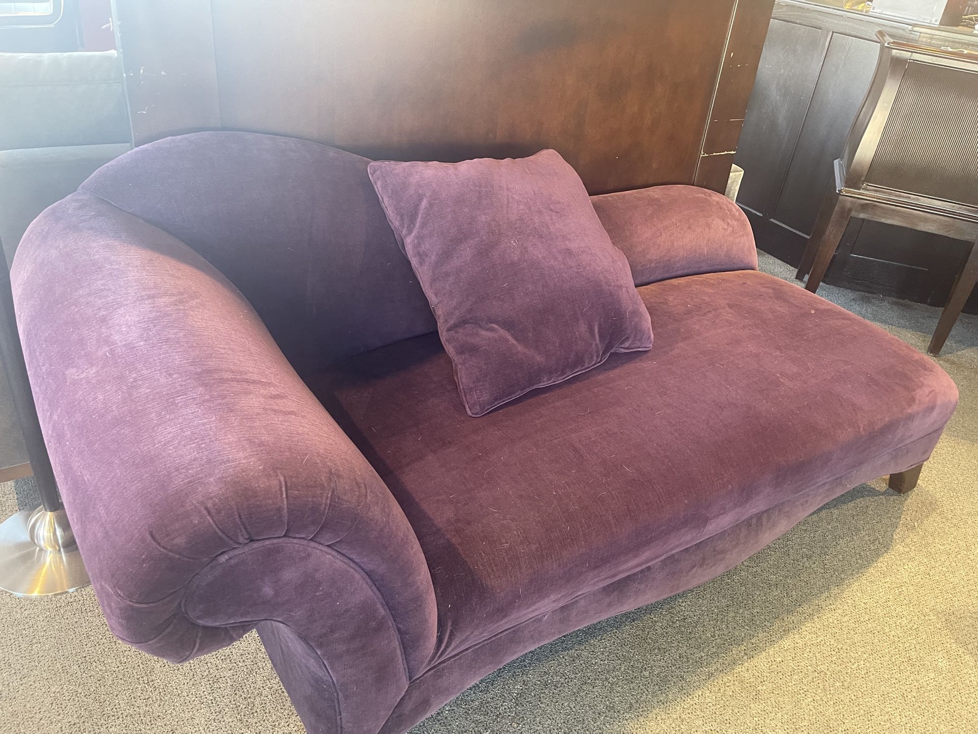 Long purple Chaise w/ matching pillow As Is (stains around the Chaise) SKU LRWRYB