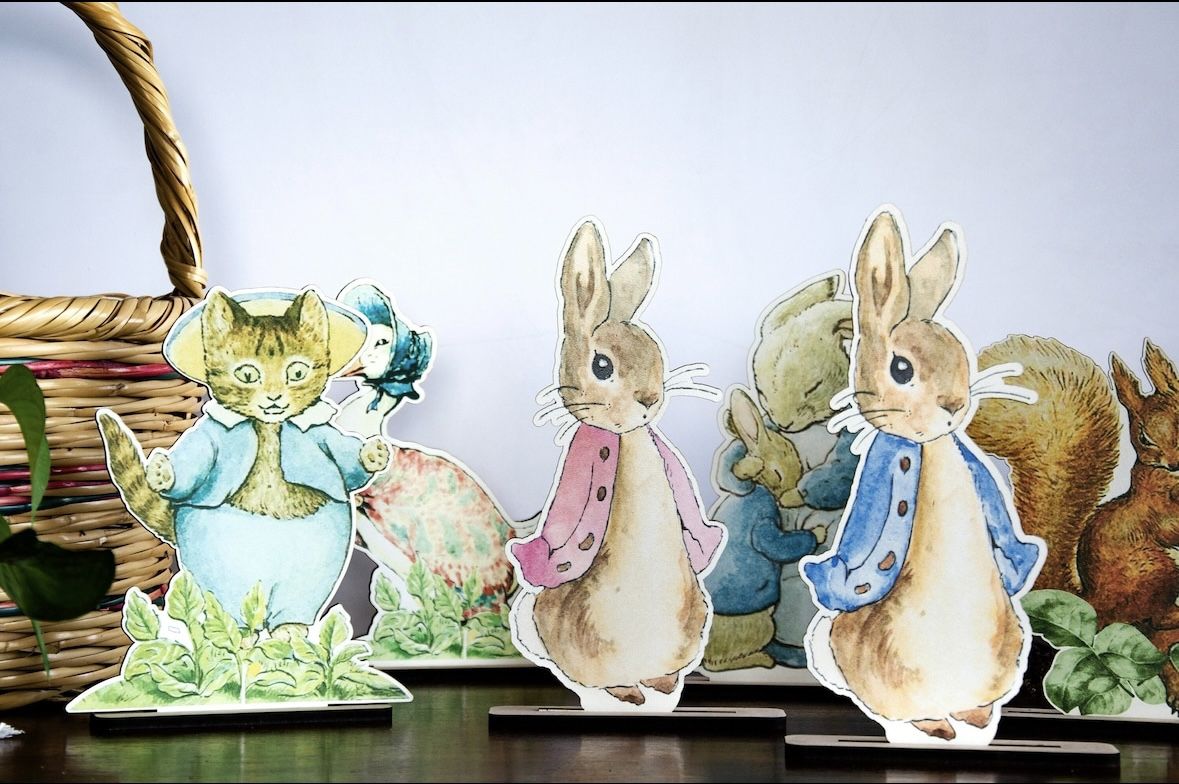 Set of 7 Peter Rabbit & Friends Figures | Wooden Peter Rabbit Centerpiece Cutouts