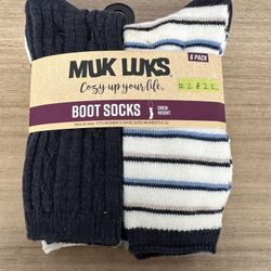#2922 New Muk Luks 6 Pack Women’s Boot Socks Fits Crew Height Sz Women's 6-11