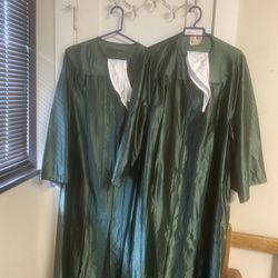 Free 2 Dark Green Graduation Robes. No Hats. 