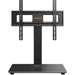 Perlegear Universal Swivel TV Stand for 32–70 inch TVs, Height Adjustable Table Top TV Stand Mount with Tilt, Tempered Glass Base, Holds up to 88 lbs,