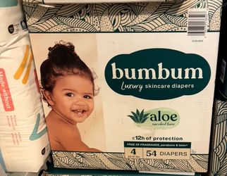 Bumbum Luxury Skincare Diapers Size 4, 54 Count