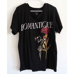 Anthropologie Black Romantique Tee - Size Medium