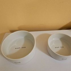 Two Ceramic Dog Bowls