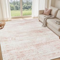 Washable Rugs 8x10 Area Rugs for Living Room,Rugs for Bedroom,Large Carpets,Ultra Soft Faux Wool Retro Dining Room Rug,Non Slip&Non-Shedding Low Pile 
