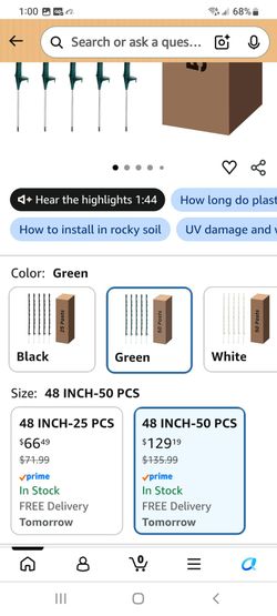 Green Garden Stakes 48 Inch – 50 Pack