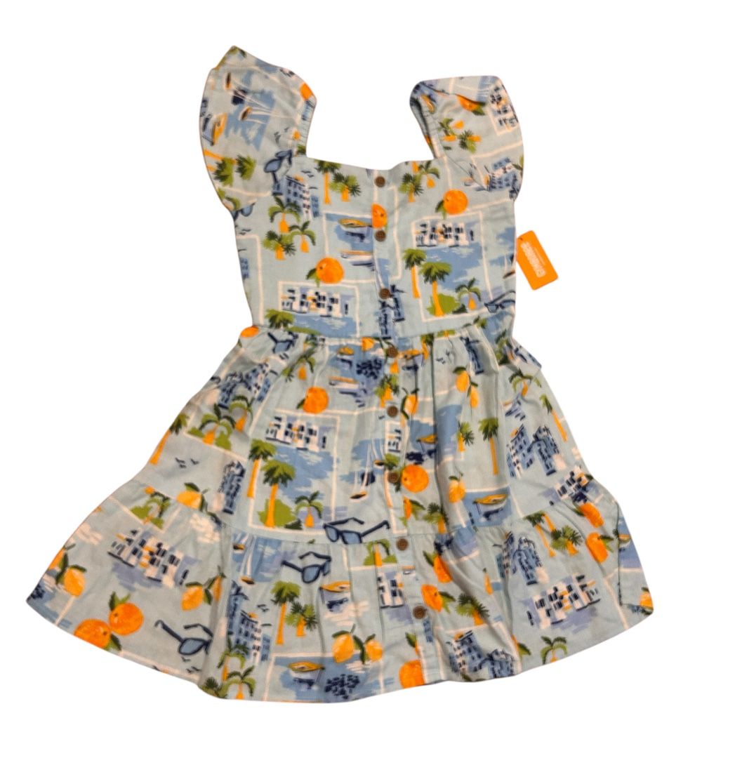 Gymboree Girl’s Dress Size 10 Blue Floral Button Up Linen Blend Tiered Dress NWT