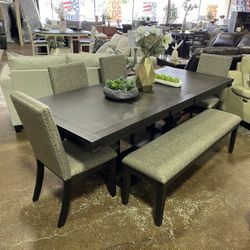 Dining Set Table With 4 Chairs & Bench