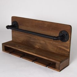 ATT Hardware Wine Wall Mount Industrial Racks with Stemware Glasses Holder,Wine Cork Storage