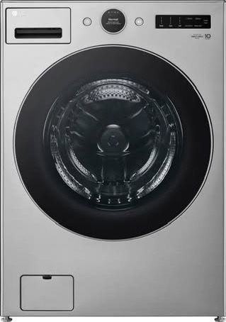 LG - 4.5 Cu. Ft. High-Efficiency Stackable Smart Front Load Washer with Steam - SILVER W/ PEDESTAL