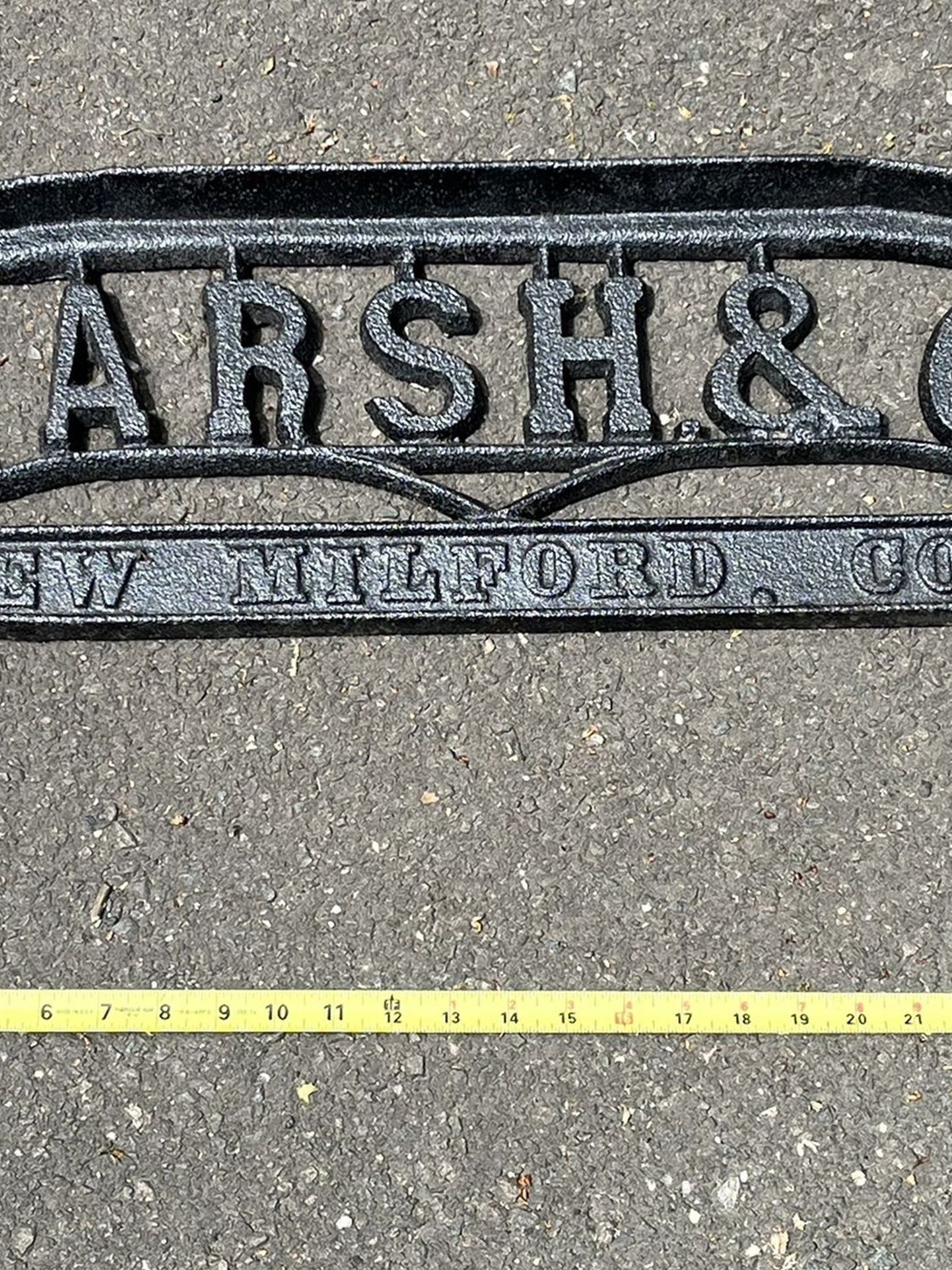 Antique Cast Iron Sign Marsh & Co New Milford CONN