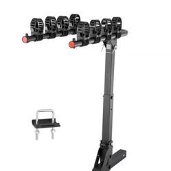 Hitch Mount Bike Rack, 4-Bike Carrier Rack, 150 LBS Capacity Bike Rack Hitch for 2-inch Receiver, Titling and Folding Bike Carrier with No-Wobble U Bo