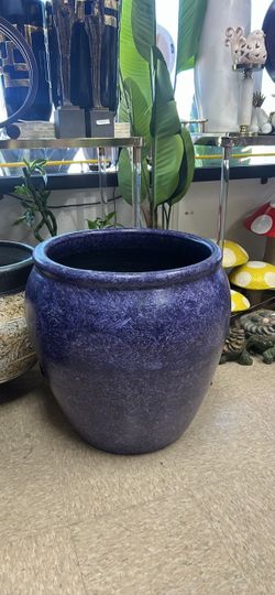 Large Blue Glazed Ceramic Planter