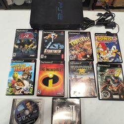 Sony PS2 Console And 10 PlayStation Games Lot For Sale