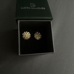 Round Gold Nugget Earrings 