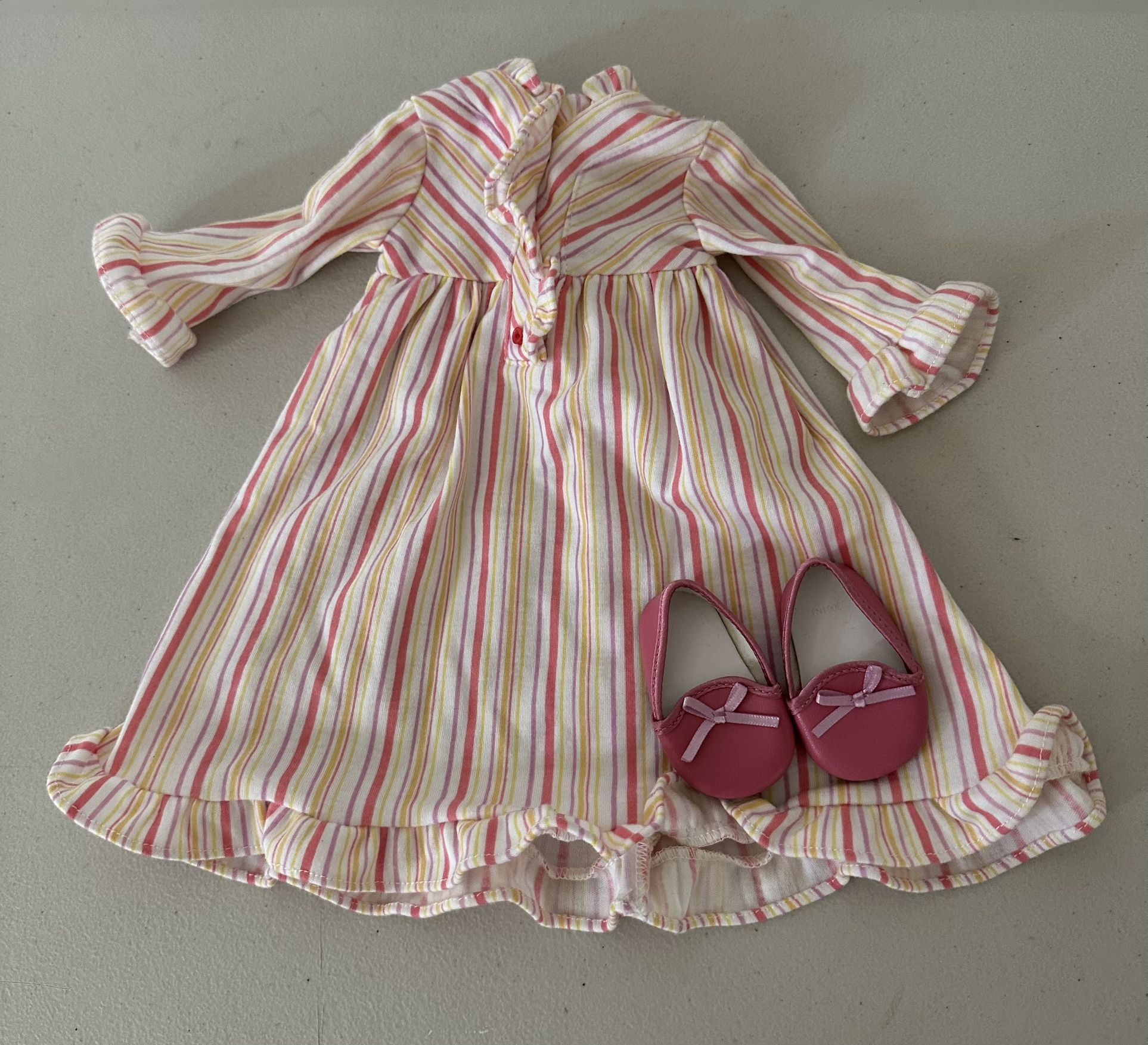 American Girl Doll VTG. AMERICAN GIRL KIT DOLL STRIPPED FLANNEL NIGHTGOWN