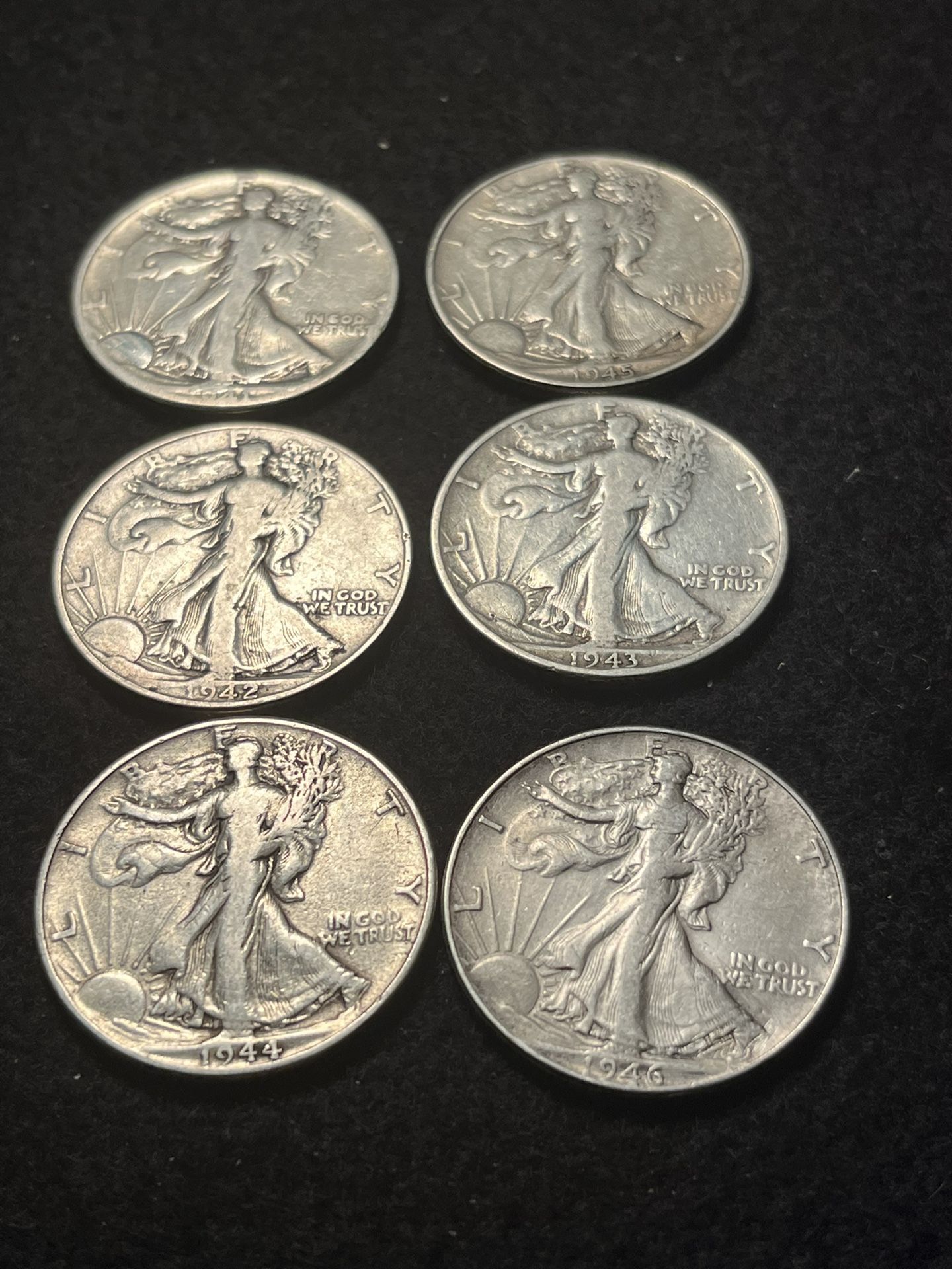 Walking Liberty Half Dollars/1(contact info removed)/6 Coins