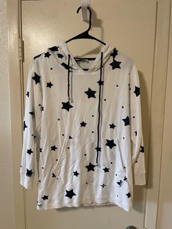 White Star Print Hoodie Sweatshirt