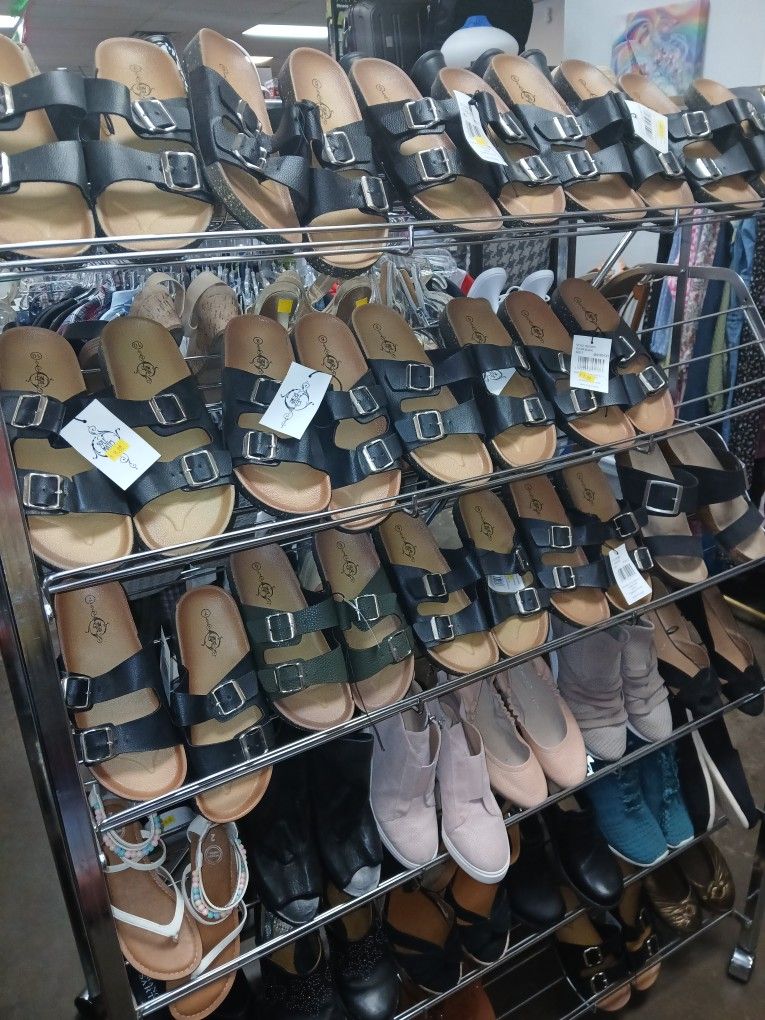 New Black Slip On Sandals