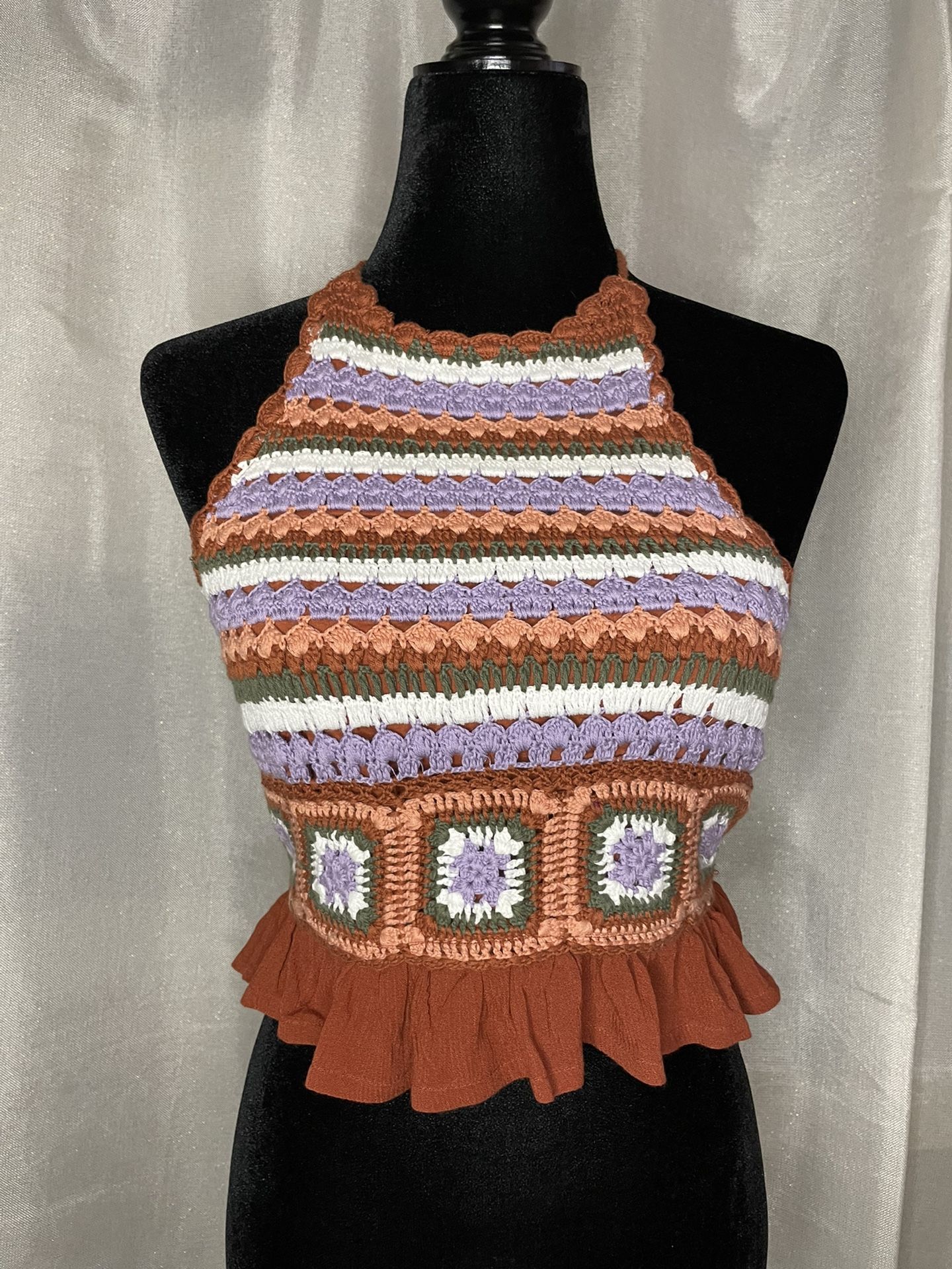 NWT Lucky brand of Los Angeles imported crochet halter top small