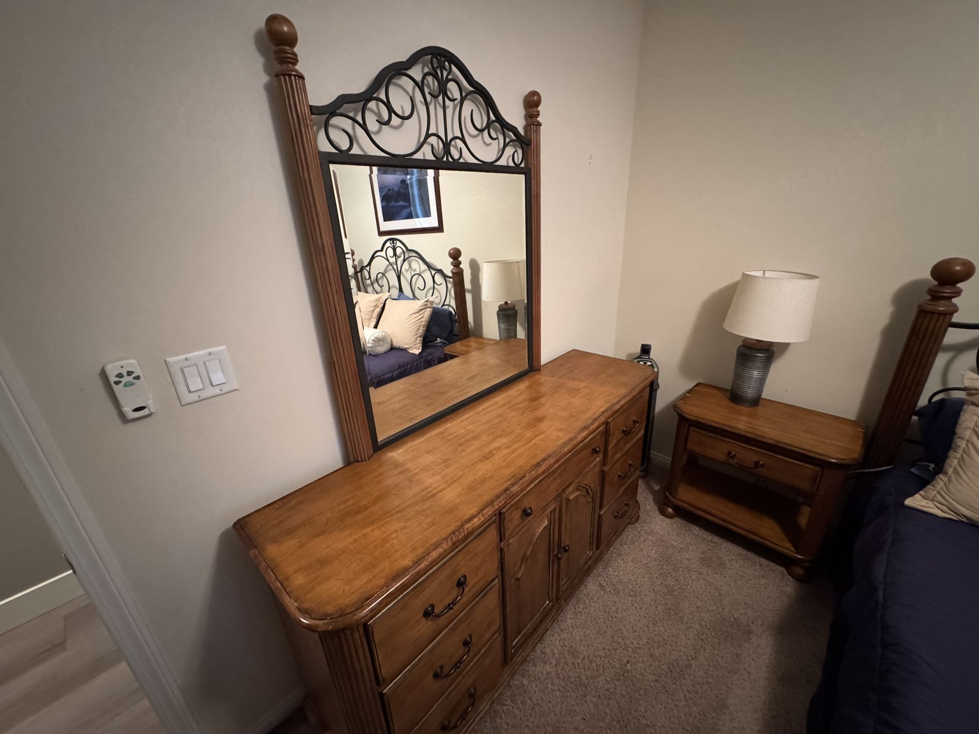 Bedroom Dresser with Mirror and Nightstand