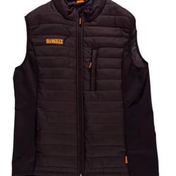 DeWALT Mens XL Hybrid Workwear Vest Black Pockets Nylon Stretch Side Panels