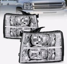 New Pair 2007-2013 Chevy Silverado Headlights Mikas Calaveras Nuevas Delanteras