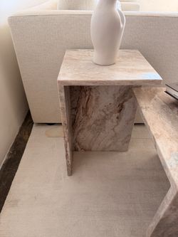 T Marble 2-Piece Marble Side Table Set