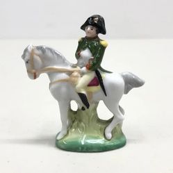 Statuette OF 'Emperor Napoleon Bonaparte On A Horse Porcelain Dresden 2.5 Mini