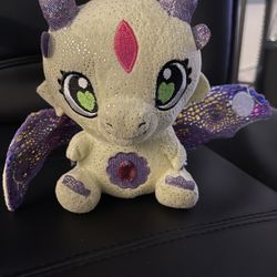 Baby Gemmy Dragon Plush Tigerhead Toys Valentina Yellow Purple Pink Gem EUC