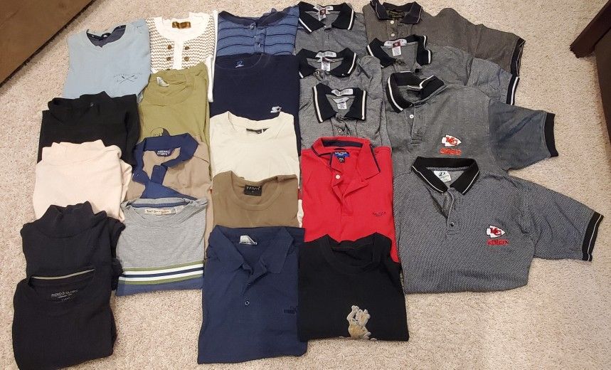 Lot of polo , t-shirts and sweaters for men, Size large and X-Large
Jacket size large