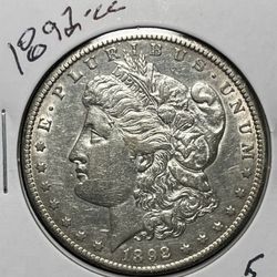 1892-CC MORGAN SILVER DOLLAR, XF+ DETAILS