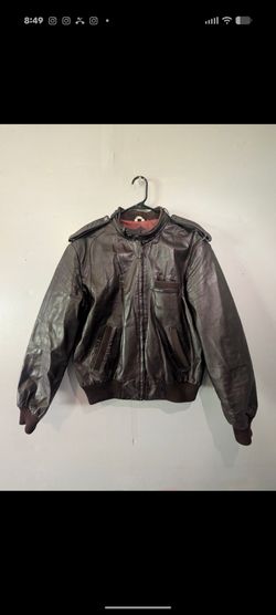 Vintage Members Only Brown Leather Bomber Jacket ( sz. 44 ) European Craft