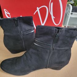 Impo Faux Suede Microfiber Boots Wedge 10M Black