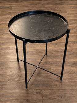 Round Black Metal Tray Side Table