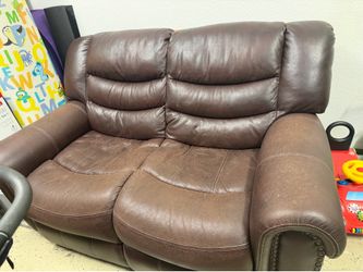 Brown loveseat