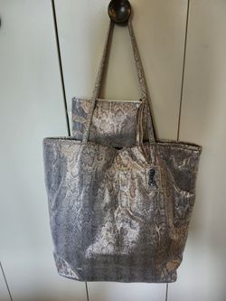 Vintage, Carlos By Carlos Santana Faux Snake Tote Bag With Matching Zip Clutch