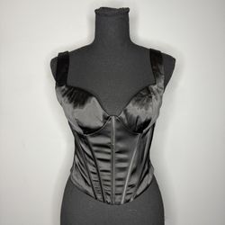 Forever 21 Black Satin Corset Tank Top
