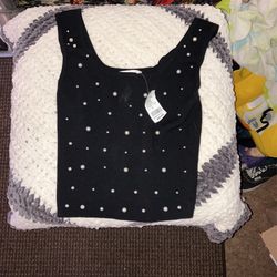 Black Beaded Blouse