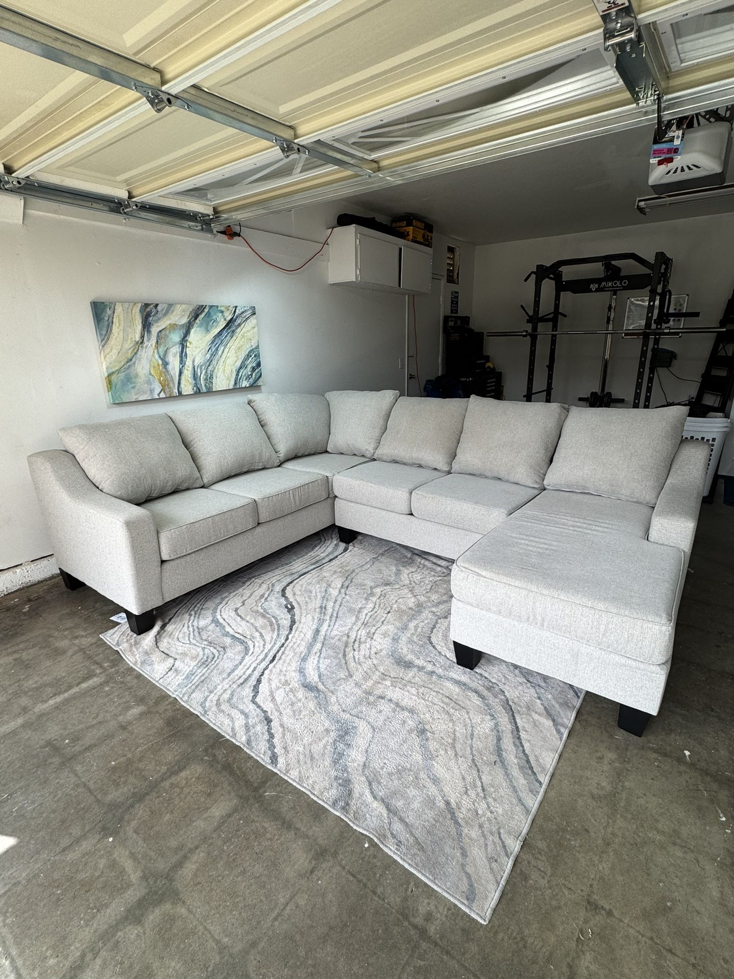Light gray sectional couch with chaise ( Delivery Available )