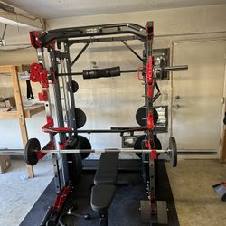 Smith Machine 200 | Adjustable Bench | 245lb Cast Iron Olympic Weights | 7ft Olympic Bar | Fitness | Gym Equipment | FREE DELIVERY/INSTALLATION 🚚 🛠️